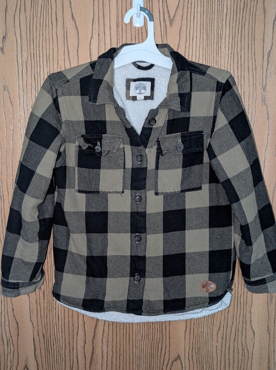 outdoor kids Other - Kids Buffalo Plaid Sherpa-Lined Shirt Jacket - Black & Tan